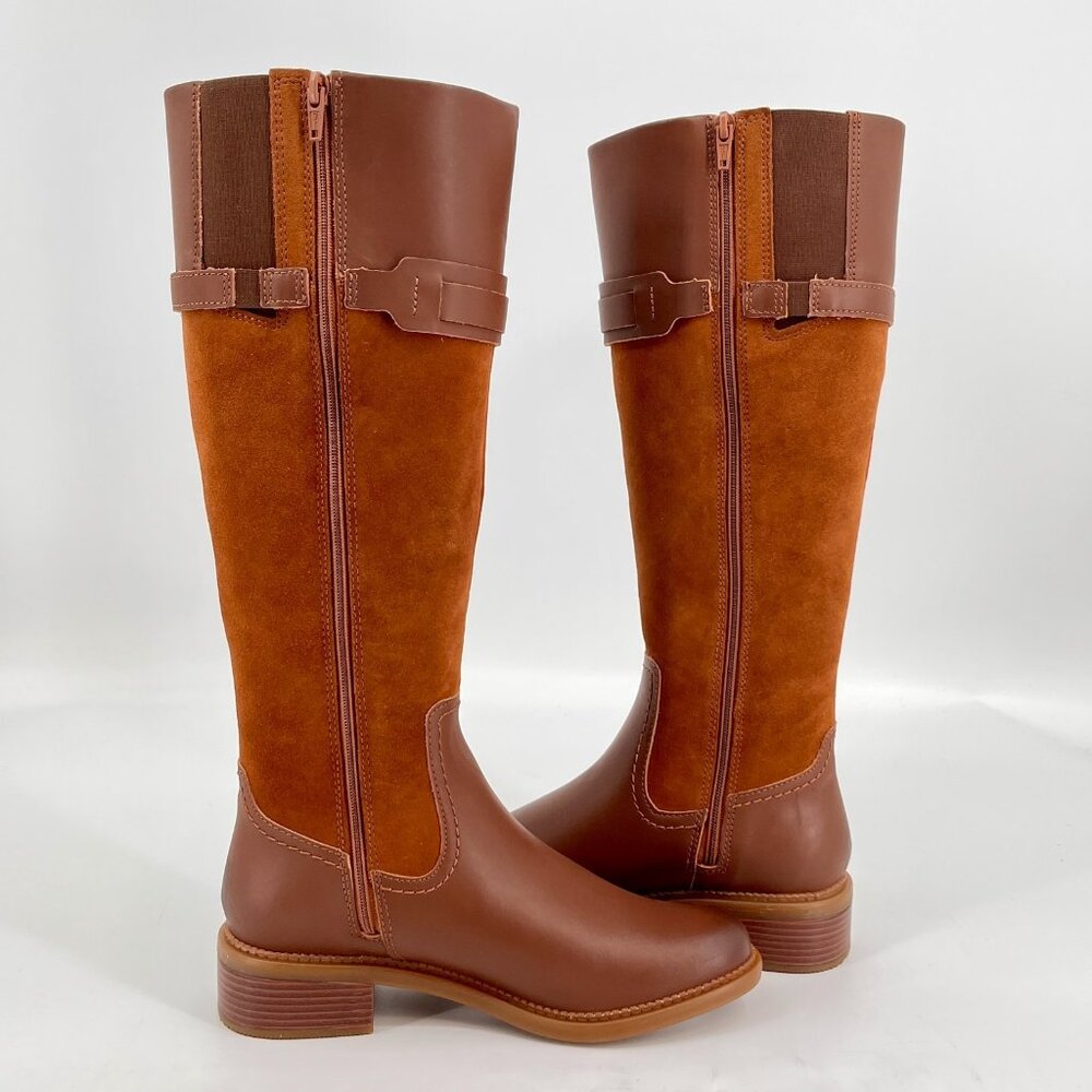 Clarks Women's Collection Maye Carly Tall Riding  Boots Size 7.5 M - Tan Leather - Picture 6 of 8